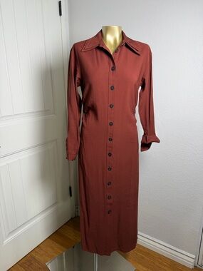 NWTS Mango Burgundy Shirt Midi Dress Sz 2